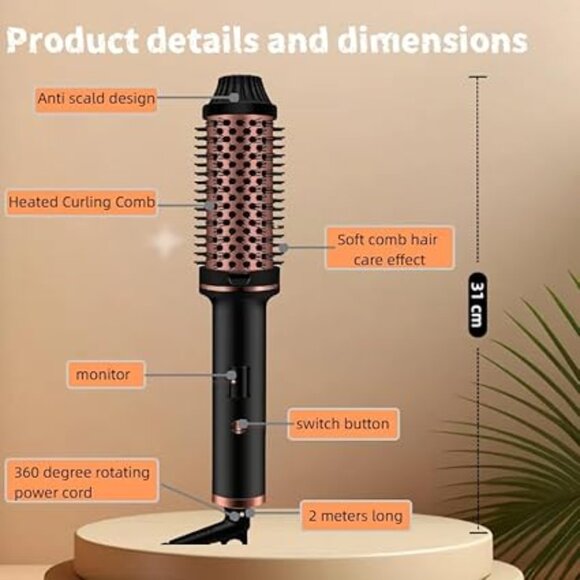 Beauty Thermal Brush 3-in-1 Pro Negative Ion Two PTC Heaters Thermal Brush - Picture 3 of 8